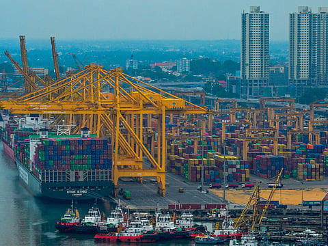 A general view shows the port of Colombo on April 9, 2025.