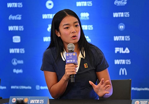 Alexandra Eala, Philippine's trailblazer and 49th-ranked in WTA tennis, speaks to members of the media during a press conference in Manila on January 24, 2026, ahead of the Philippines Open-WTA 125 on January 26.