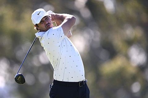 Brooks Koepka of the United States plays his shot from the second tee prior to the Farmers Insurance Open 2026 at Torrey Pines North Course.