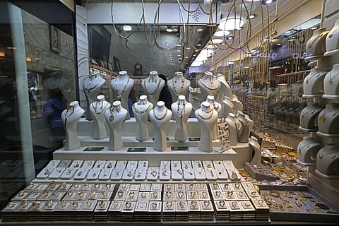A gold jewellery shop is pictured in Tajrish Bazaar, in Tehran on January 28, 2026.