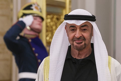 UAE President Sheikh Mohamed bin Zayed al-Nahyan arrives for a welcoming ceremony prior to talks with Russian President at the Kremlin in Moscow on January 29, 2026.