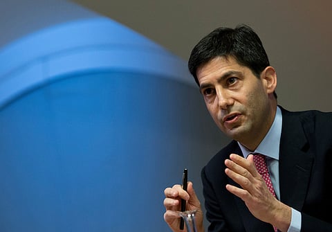 FILE - In this Thursday, Dec., 11, 2014, file photo, Kevin Warsh speaks to the media about his report on transparency at the Bank of England, in London. (AP Photo/Alastair Grant, Pool, File)