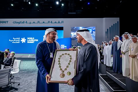 Mohammad Al Gergawi receives the prestigious Order of the Union from UAE President Sheikh Mohamed bin Zayed Al Nahyan.