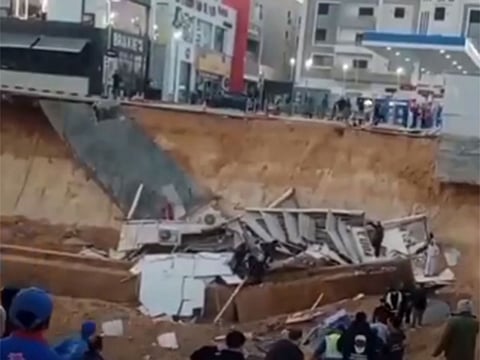 Ground collapse near Cairo fuel station injures two, casing two shops to collapse