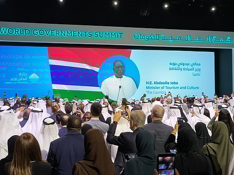 Warm applause for Abdoulie Jobe as he receives the World’s Best Minister Award from Sheikh Mohammed bin Rashid in Dubai.