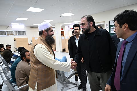 Federal Minister for Overseas Pakistanis and Human Resource Development Chaudhry Salik Hussain during his visit to Pakistan Consulate General in Dubai.