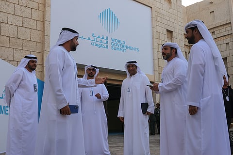 Delegates arrive on the opening day of World Government Summit. Photo: Virendra Saklani/Gulfl News