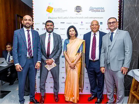 Professor Arusha Cooray, Ambassador of Sri Lanka to the UAE, at the SLBC Exhibition Pavilion.