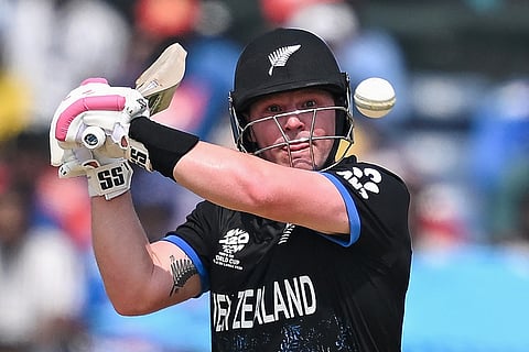 New Zealand's Tim Seifert plays a shot during the 2026 ICC Men's T20 Cricket World Cup group stage match between Afghanistan and New Zealand at the MA Chidambaram Stadium in Chennai on February 8, 2026.
