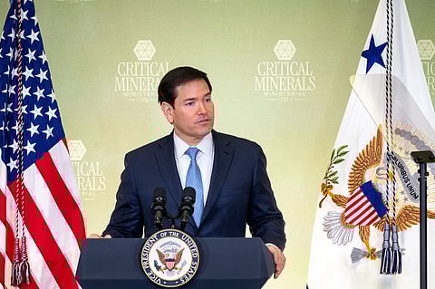 Secretary of State Marco Rubio speaks during the Critical Minerals Ministerial meeting at the State Department, Wednesday, Feb. 4, 2026 in Washington.