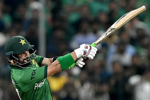 Pakistan's Sahibzada Farhan plays a shot during the 2026 ICC Men's T20 Cricket World Cup group stage match between Pakistan and USA at the Sinhalese Sports Club (SSC) Ground in Colombo on February 10, 2026.