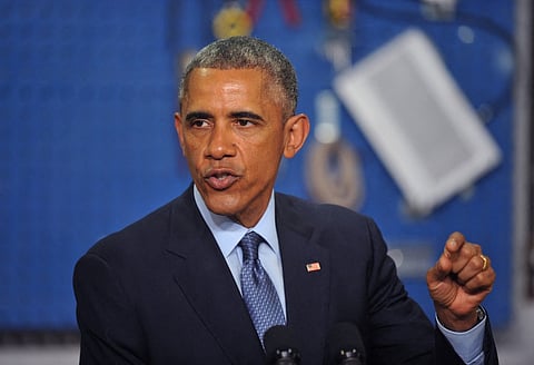 President Barack Obama speaks at the Cedar Falls Utilities office January 14, 2015 in Cedar Falls, Iowa.