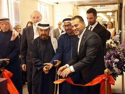 Mohammed Joan Al Badie, Chairman of Al Ain Ahlia Insurance; Nasser Al Nowais, Chairman of Rotana Hotel Management; Mohammed Mazhar Abdul Rahman Hamadeh, CEO of Al Ain Ahlia Insurance; Philip Barnes, CEO of Rotana Hotel Management, Eddy Tannous, COO of Rotana Hotel Management and Ayman Ashor, General Manager of Al Bandar Rotana and Al Bandar Arjaan by Rotana, during the launching plunge pool suites in Dubai.