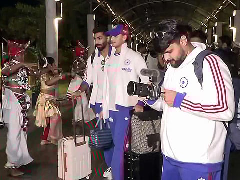 Indian cricketers arrive in Colombo for their T20 Cricket World Cup 2026 match against Pakistan, in Colombo on Friday.