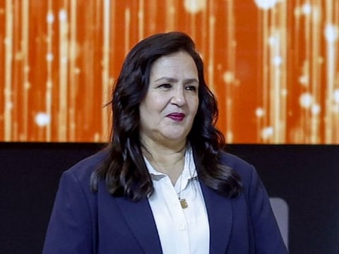 Fouzia Jbara Mahmoudi during the awarding ceremony.