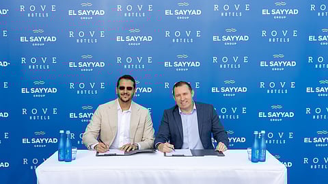 Paul Bridger, Chief Operating Officer at Rove Hotels and Khaled El Sayyad, CEO at El Sayyad Group inked an agreement that will bring a Rove Hotel to Egypt.