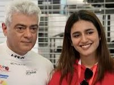 Actress Priya Prakash Varrier visits Ajith Kumar at Yas Marina Circuit