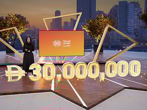 The UAE Lottery show host, Diala Makki, during Draw No. 260221 on Saturday.