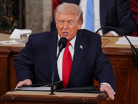 President Donald Trump delivers the State of the Union address to a joint session of Congress in the House chamber at the US Capitol in Washington.