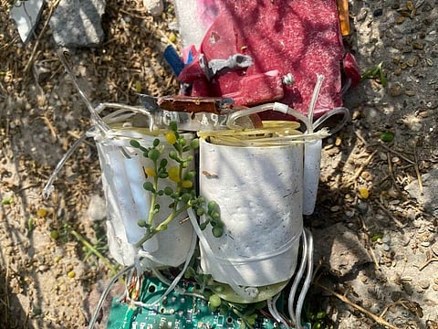 Debris from one of the Iranian missiles intercepted by UAE