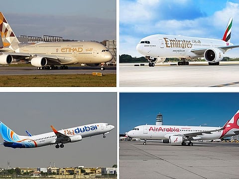Aircraft from Emirates, Etihad Airways, flydubai and Air Arabia. UAE carriers have issued operational updates amid ongoing regional airspace closures.