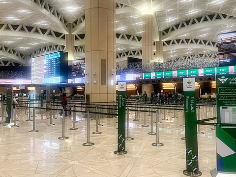 The empty terminal at King Khalid International Airport in Riyadh