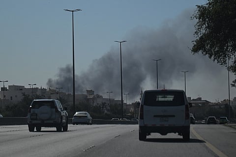 Smoke rises from a reported Iranian strike in the area where the US Embassy is located in Kuwait City on March 2, 2026.