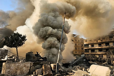 Smoke rises from the site of an Israeli airstrike on the southern suburbs of Beirut on March 3, 2026.