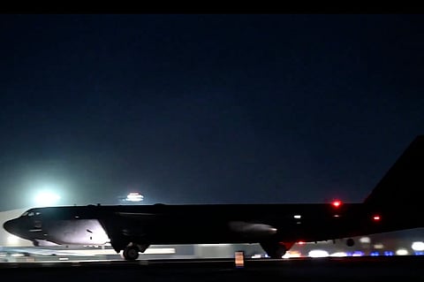 A US military aircraft takes off for a bombing run in Iran. Overnight on Friday (March 6, 2026), US B-52 bombers dropped dozens of penetrator bombs targetting deeply-buried ballistic missile launchers, according to Admiral Brad Cooper, commander of the US Central Command.