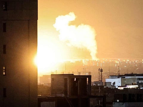 Smoke and fire rise from the site of airstrikes in a central area of the Iranian capital Tehran on March 6, 2026.