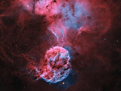 Deep-space photograph reveals the glowing remains of an ancient stellar explosion.