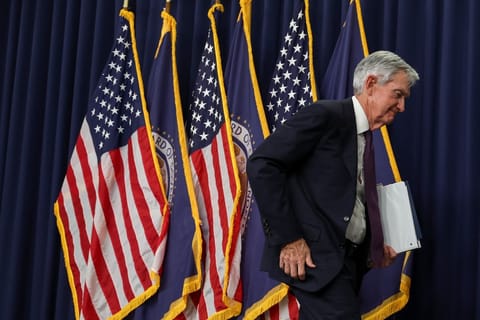 Federal Reserve Chair Jerome Powell departs after speaking during a press conference following the Federal Open Markets Committee meeting at the Federal Reserve on March 18, 2026 in Washington, DC.