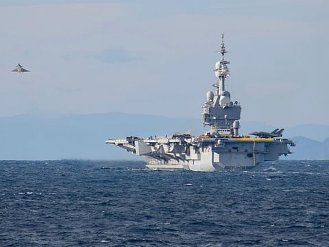 France deployed the Charles de Gaulle - and accompanying frigates - to the Mediterranean in early March.