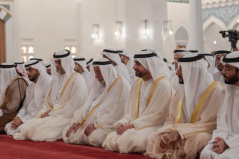 Sharjah Ruler performs Eid Al Fitr prayer at Sharjah Mosque
