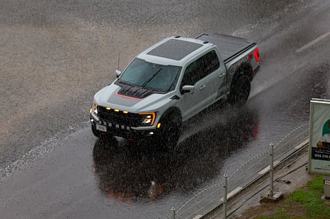 Motorists caught in the rain at Khalediya street in Sharjah.