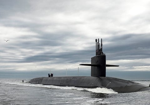 A British nuclear-powered submarine in the Arabian Sea. UK defence contractor BAE Systems has been tasked with delivering four Dreadnought Class nuclear-powered submarines as part of Britain's nuclear deterrent.