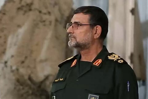 IRGC commander-in-chief Major General Hossein Salami (L) alongside navy commander Admiral Alireza Tangsiri.