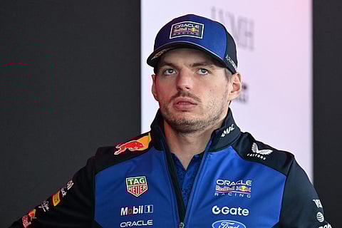 Red Bull Racing's Dutch driver Max Verstappen awaits to be interviewed ahead of the March 29 Formula One Japanese Grand Prix race at the Suzuka circuit in Suzuka, Mie prefecture on March 26, 2026.