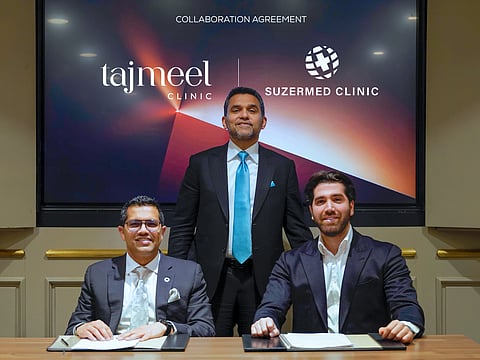 Safeer Ahamed and Hasan Süzer signing the collaboration agreement in Istanbul in the presence of Dr Shamsheer Vayalil