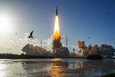 The Artemis II crewed lunar mission lifts off from Pad 39B at Kennedy Space Center in Cape Canaveral, Florida, on April 1, 2026.