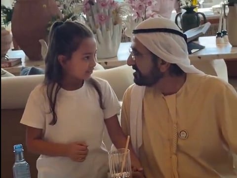 Sheikh Mohammed was seen engaging in a warm, spontaneous conversation with a young girl, Bella Maria.