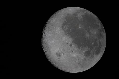 This handout image released by NASA shows a fully illuminated view of the Moon, including the Orientale basin and parts of the far side not visible from Earth, on April 6, 2026.