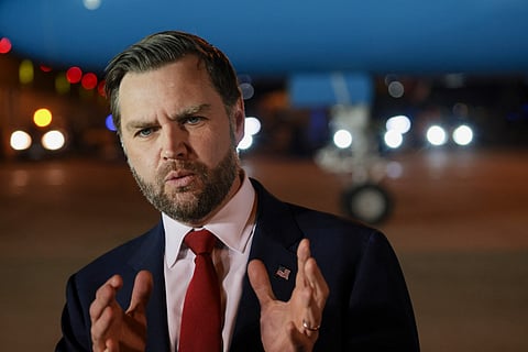 US Vice President JD Vance speaks to the media before boarding Air Force Two to return to Washington DC, after the White House announced he would be leading the US delegation in upcoming peace talks with Iran, at the Budapest Ferenc Liszt International Airport in Budapest, Hungary, on April 8, 2026.