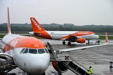 Easyjet aircrafts are pictured at Milan's Malpensa Airport.