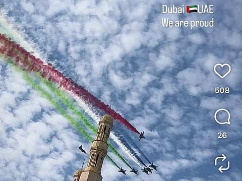 A screengrab of a video of Fursan Al Emarat' display in Dubai on Tuesday.