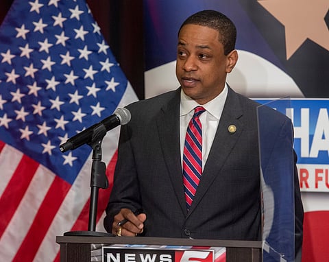 FILE - Democratic candidate for Governor of Virginia Lt. Gov. Justin Fairfax answers a question during a debate held in Bristol, Va., on Thursday, May 6, 2021. (David Crigger/Bristol Herald Courier via AP, File)