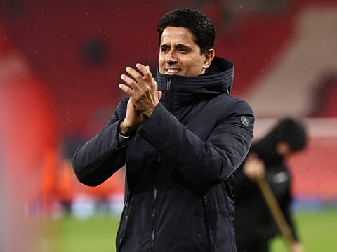 Paris Saint Germain's Qatari president Nasser al-Khelaifi lead the team as they paid tribute to the Hillsborough disaster victims
