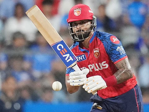 Punjab Kings' captain Shreyas Iyer plays a shot during the IPL 2026 match against Mumbai Indians in Mumbai, on Thursday, April 16, 2026.