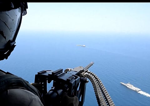 US troops enforcing a naval blockade on Iran, preventing maritime commerce from entering or exiting its ports. Trump officials have signaled that "leverage" — including the blockade and sustained military operations — will remain in place until a deal with Iran is arrived at, contingent on it acceding to Washington’s core demands, i.e. giving up its nuclear enrichment program.