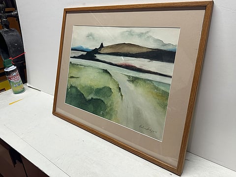 A painting, purportedly by Andrew Wyeth, left by Karolina Bankowska is seen at RoGallery in New York, Tuesday, April 28, 2026.